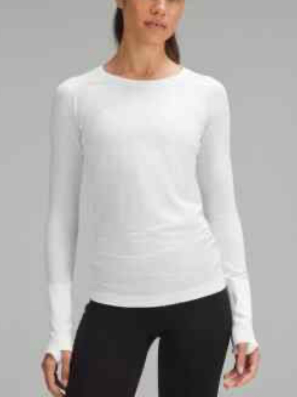 lululemon athletica Thin White Long Sleeve Crew Top